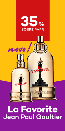 Novidade, La Favorite de Jean Paul Gaultier, com destaque promocional de 35% obre pre&ccedil;o de Venda ao P&uacute;blico Recomendado